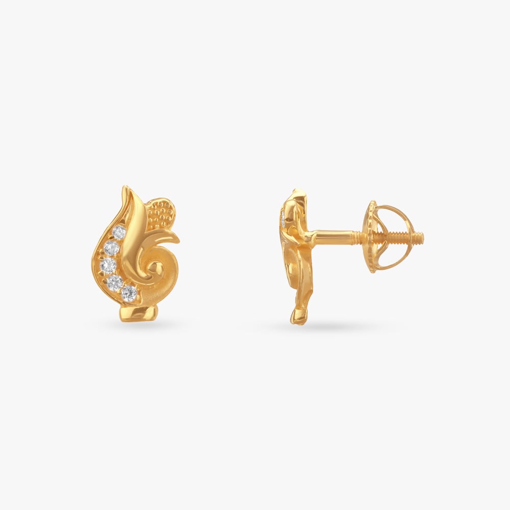 Twirl Shine Gold Stud Earrings,,hi-res image number null