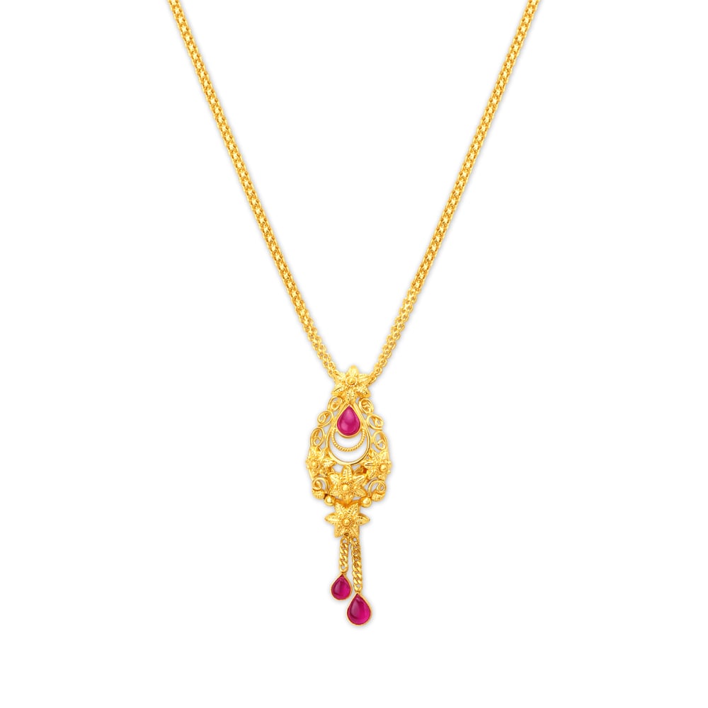 Modern Fancy Gold Pendant with Chain,,hi-res image number null