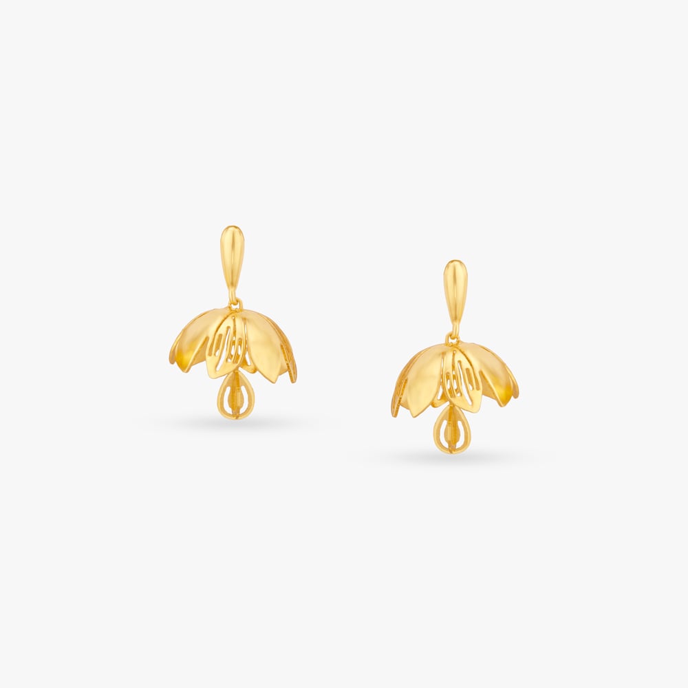 

Petal Veil Gold Jhumka Earrings