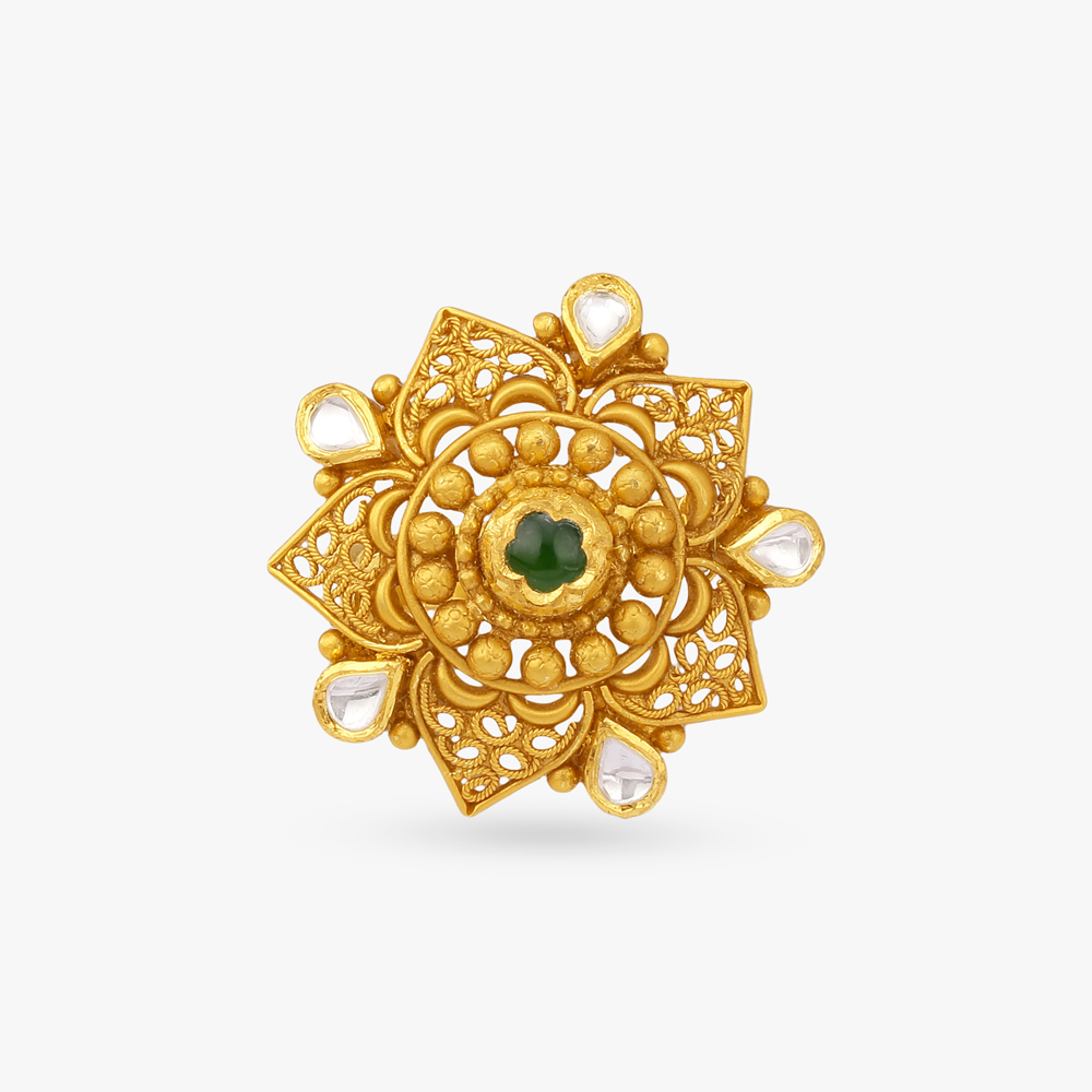 Ornate Rosette Gold Finger Ring,,hi-res image number null