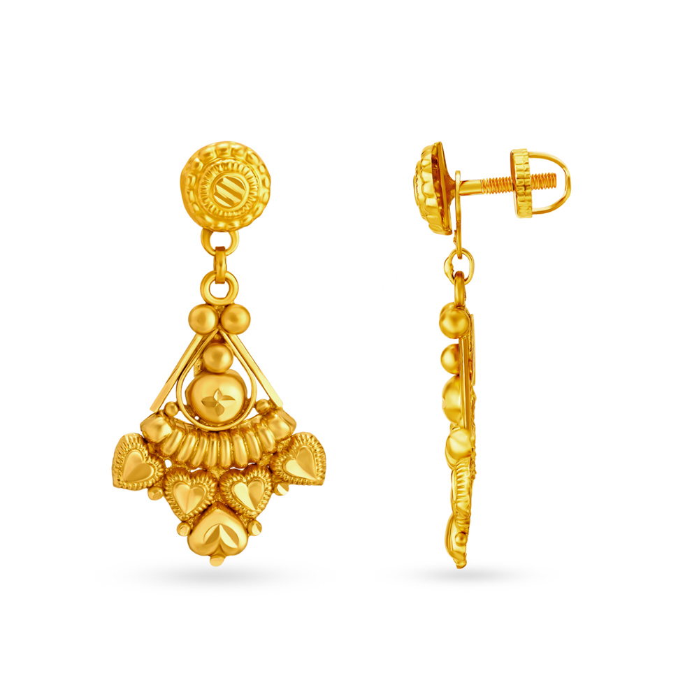 Tanishq 22 Karat Yellow Gold Drop Earrings