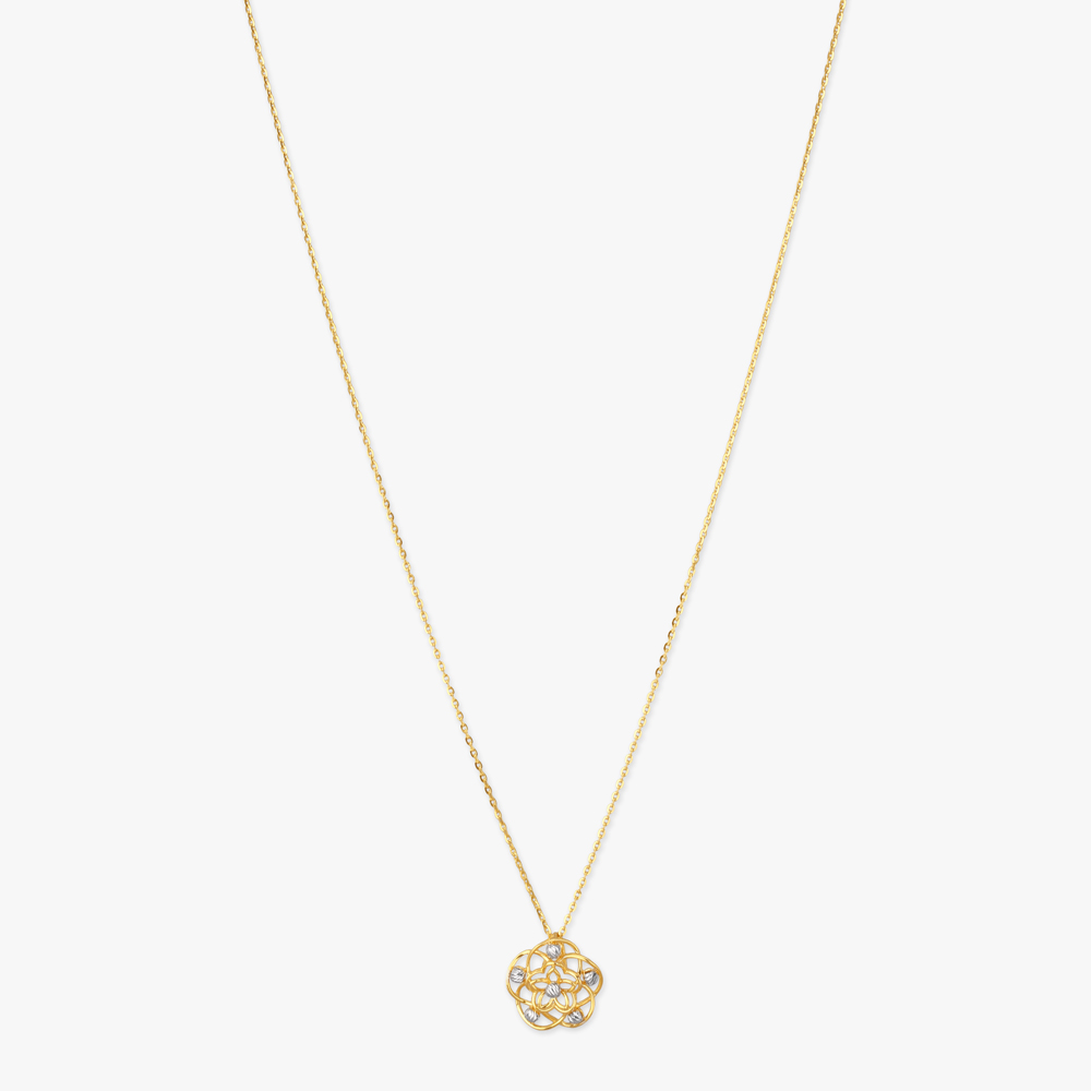 Textured Petal Gold Pendant with Chain,,hi-res image number null