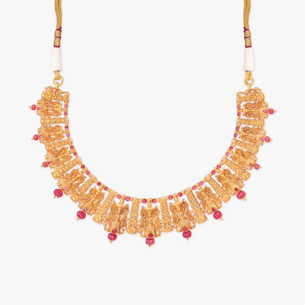 Vilakku Varnam Gold Necklace set,,hi-res image number null
