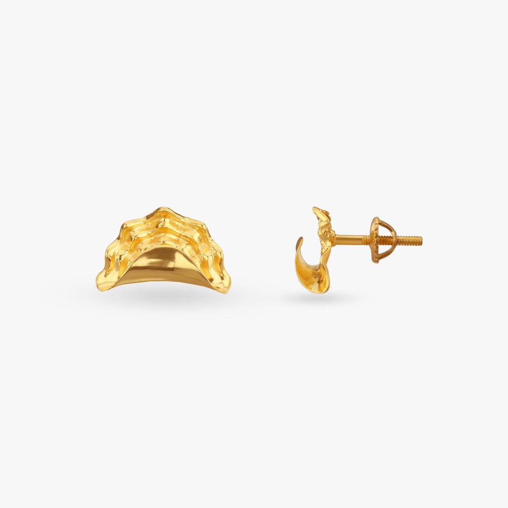 Golden Wavelet Gold Stud Earrings,,hi-res image number null