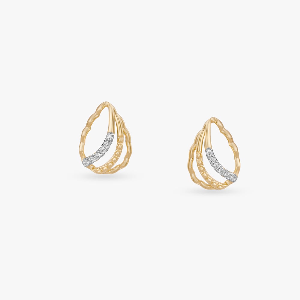 Ripple Arc Diamond Stud Earrings,,hi-res image number null