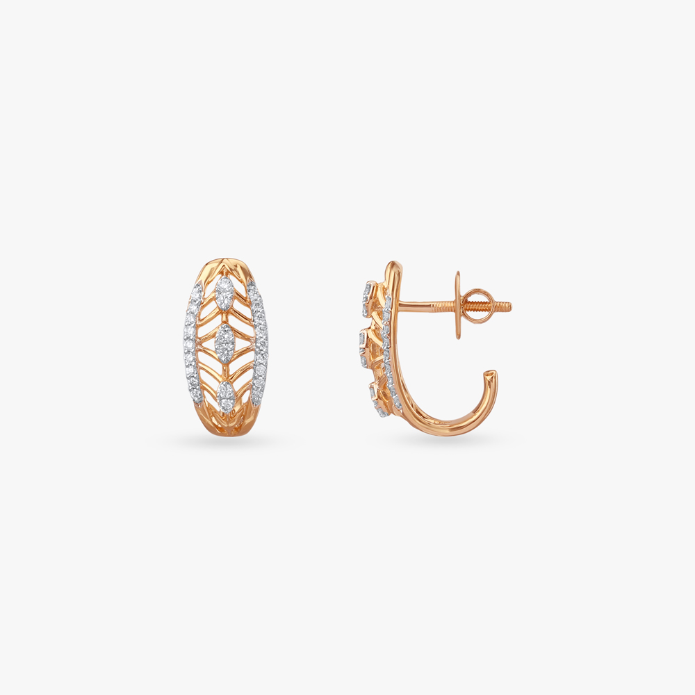 Leaf Lattice Diamond Hoop Earrings,,hi-res image number null