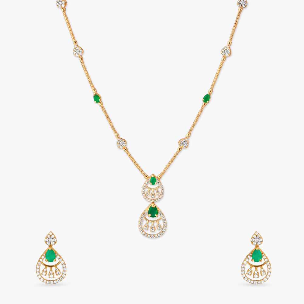 

Sweet Onyx Open Polki Gold Necklace Set