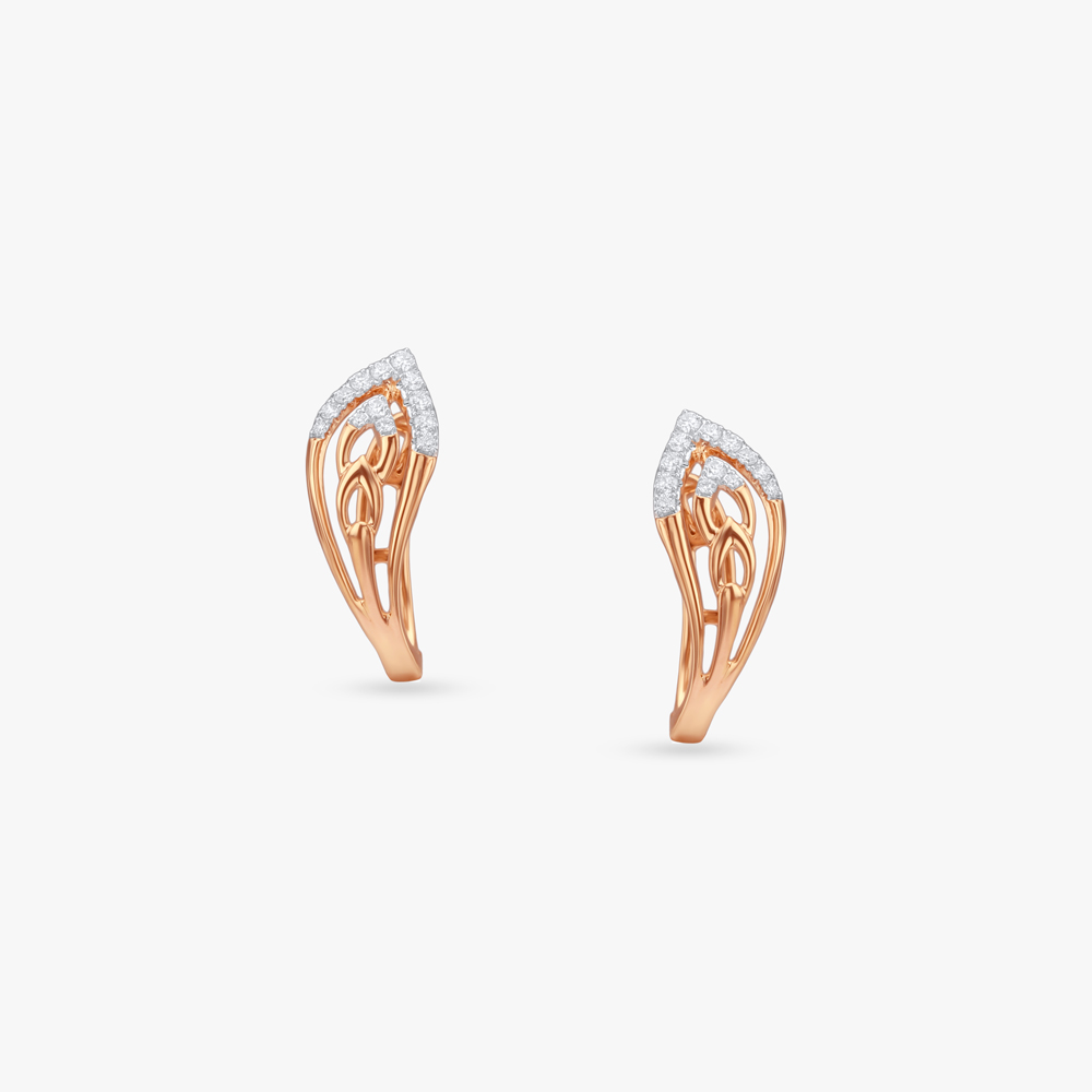 Leaf Veil Diamond Hoop Earrings,,hi-res image number null