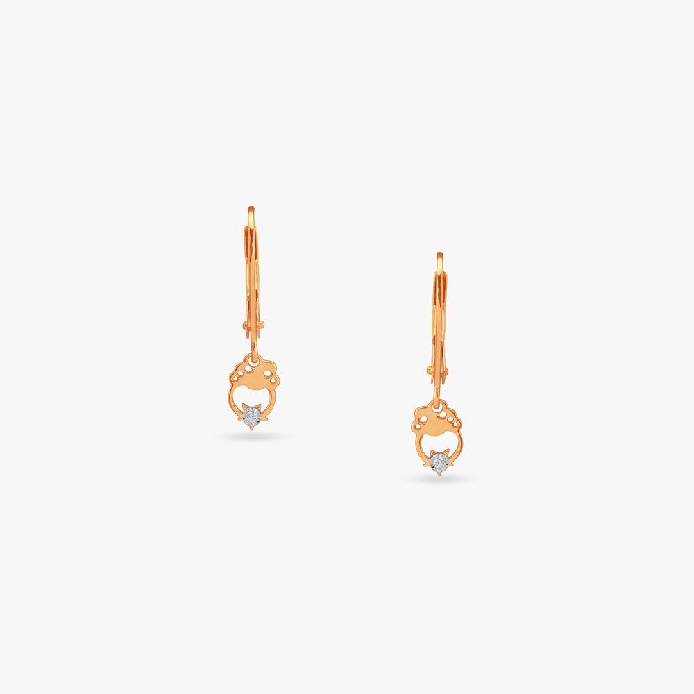 Little Star Diamond Hoop Earrings for Kids,,hi-res image number null