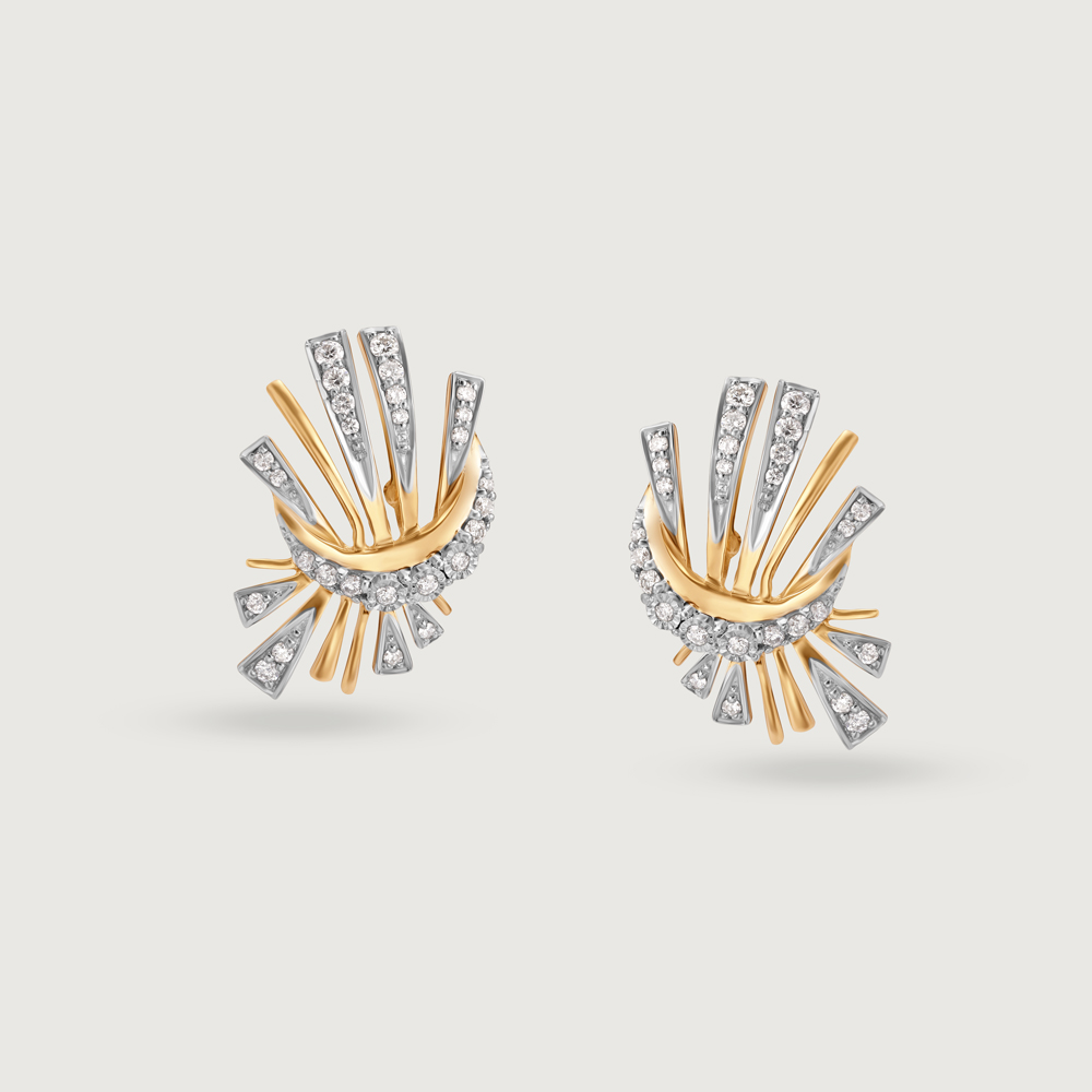 Moonlit Whispers 14KT Diamond Stud Earring