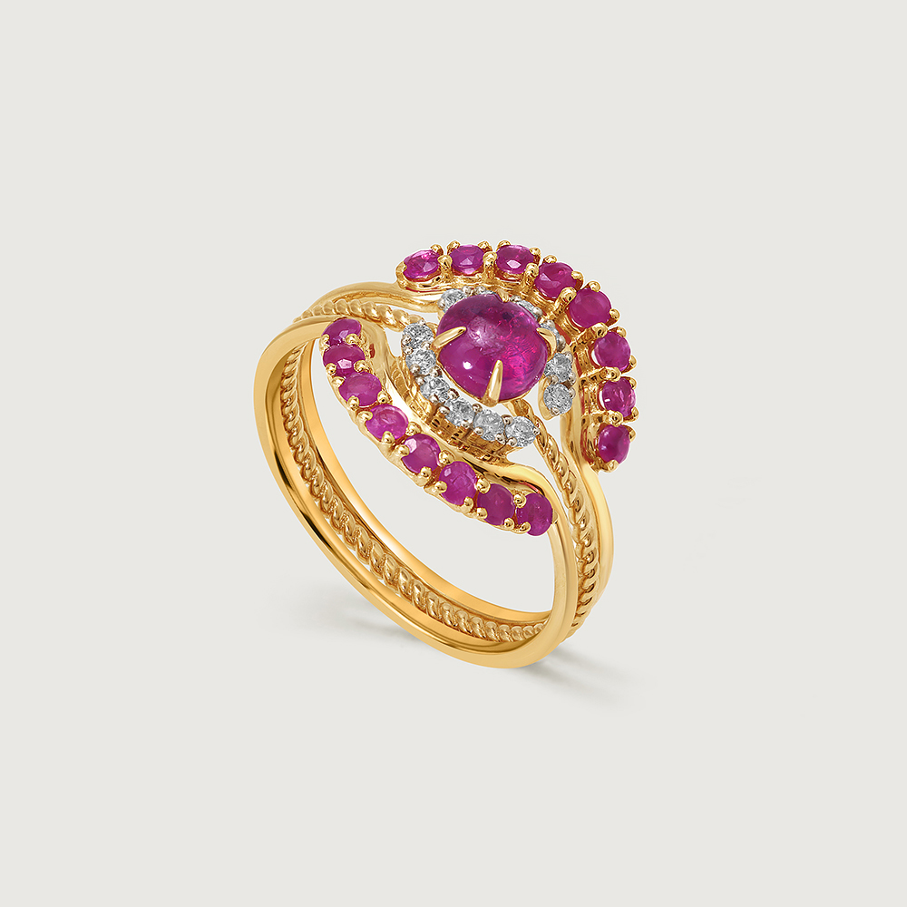 Red Elixir 14KT Ruby & Diamond  Finger Ring,,hi-res image number null
