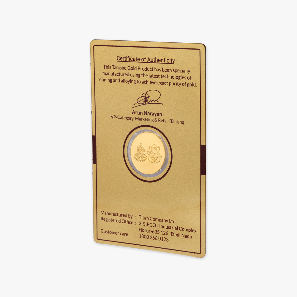 1 gram 24 Karat Gold Coin with Lakshmi Ganesha Motif,,hi-res image number null