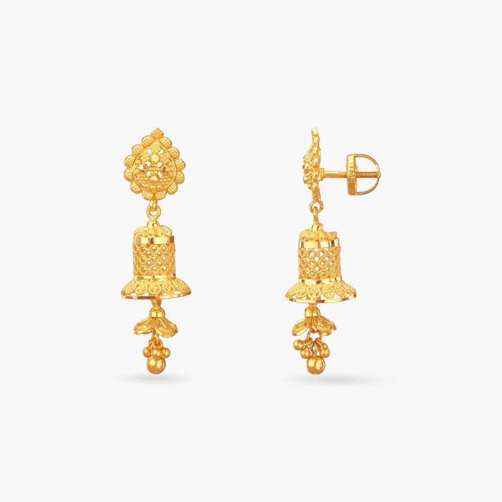 Royal Charm Gold Jhumka Earrings,,hi-res image number null