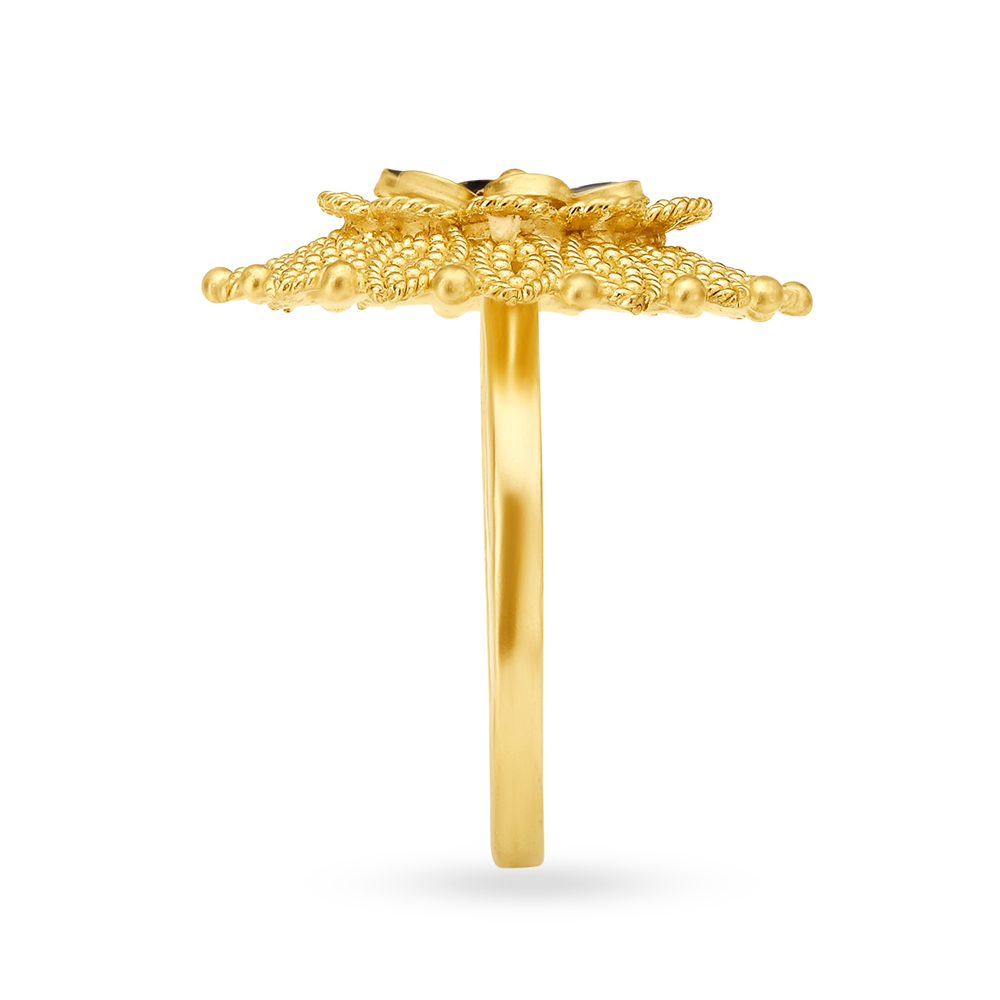 Elaborate 22 Karat Yellow Gold Ring With Beadwork,,hi-res image number null