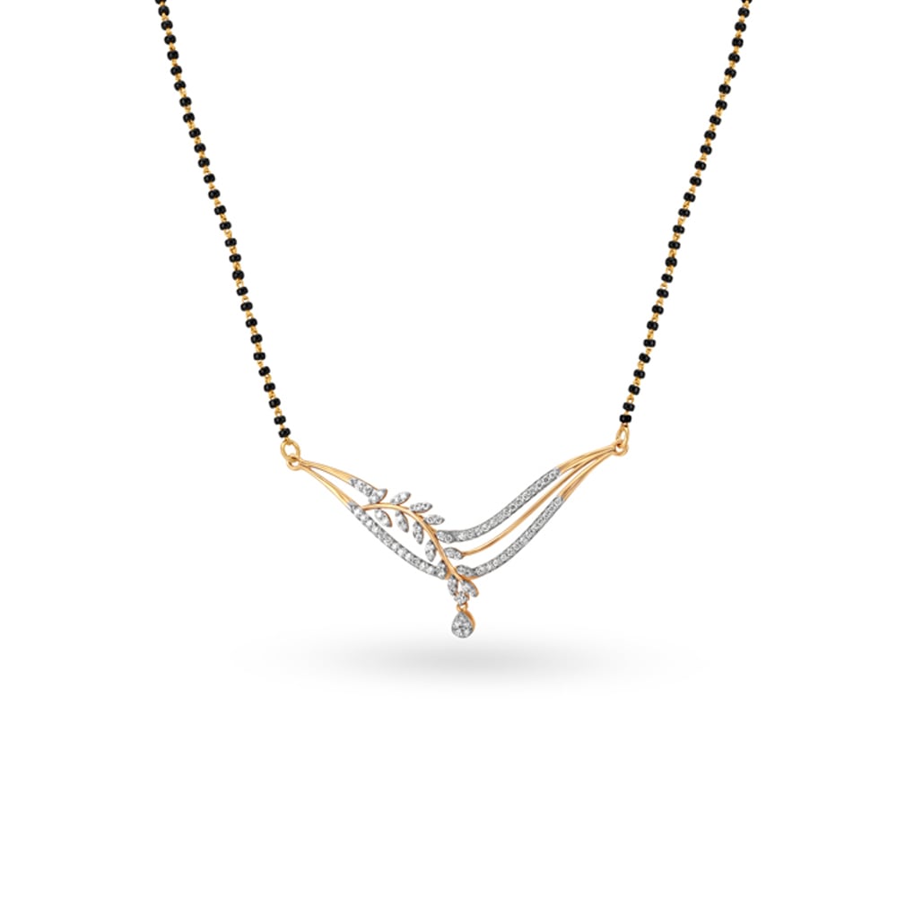Splendid Leafy Diamond Mangalsutra,,hi-res image number null