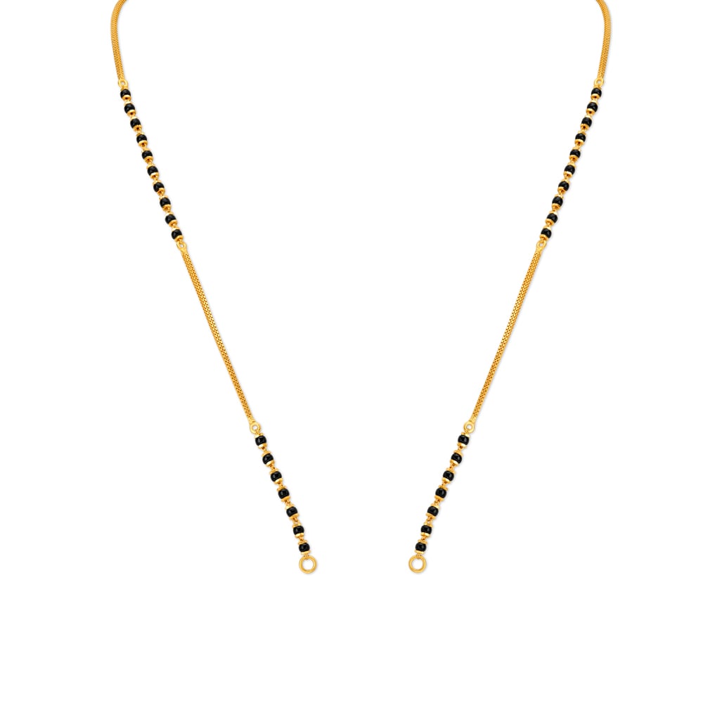 Minimal Gold and Black Bead Mangalsutra,,hi-res image number null