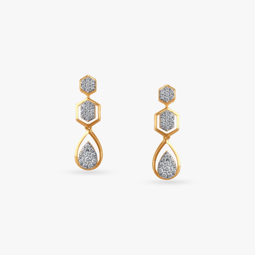 

Geometric Trio Diamond Drop Earrings