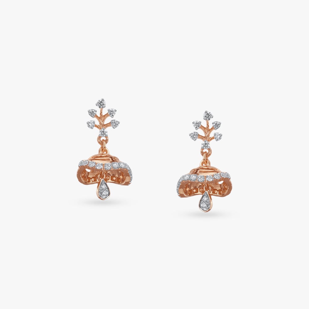 Belle Blossom Diamond Jhumka Earrings for Kids,,hi-res image number null