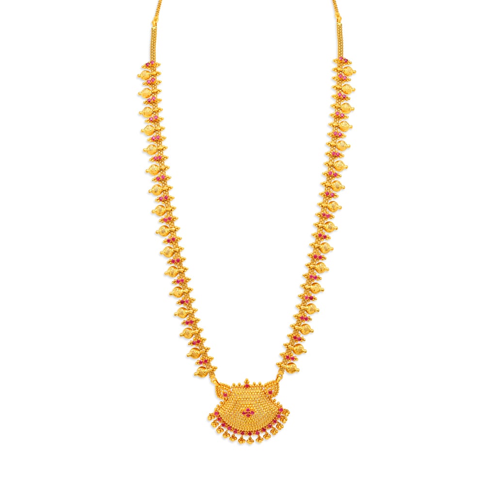 Glossy Gold Necklace with Rubies,,hi-res image number null