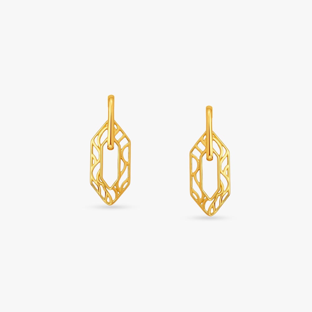 Geometric Frame Gold Stud Earrings,,hi-res image number null