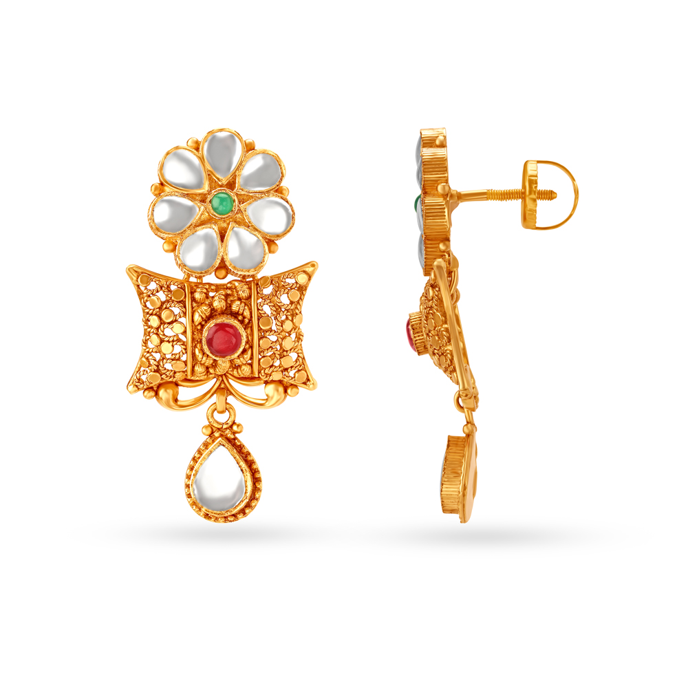 Ornate Floral Drop Earrings,,hi-res image number null
