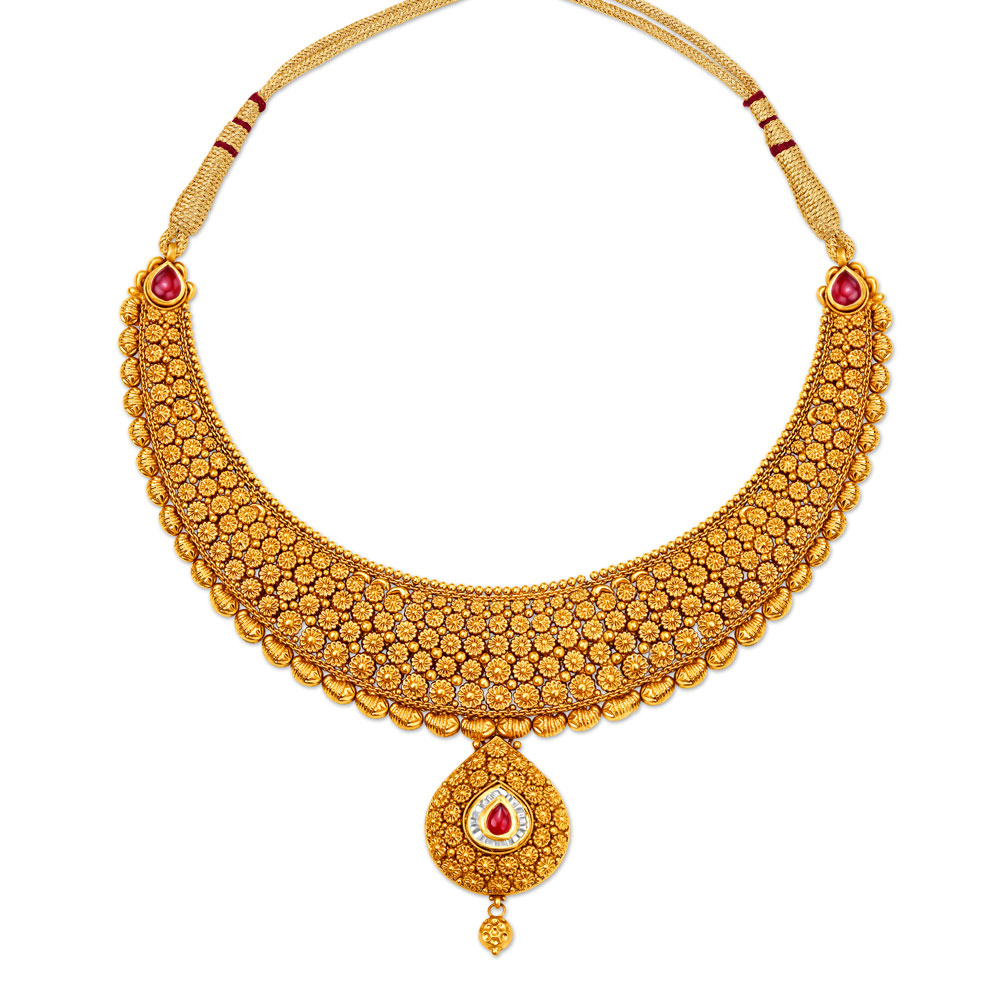 Shimmering Gold Teardrop Necklace Set,,hi-res image number null