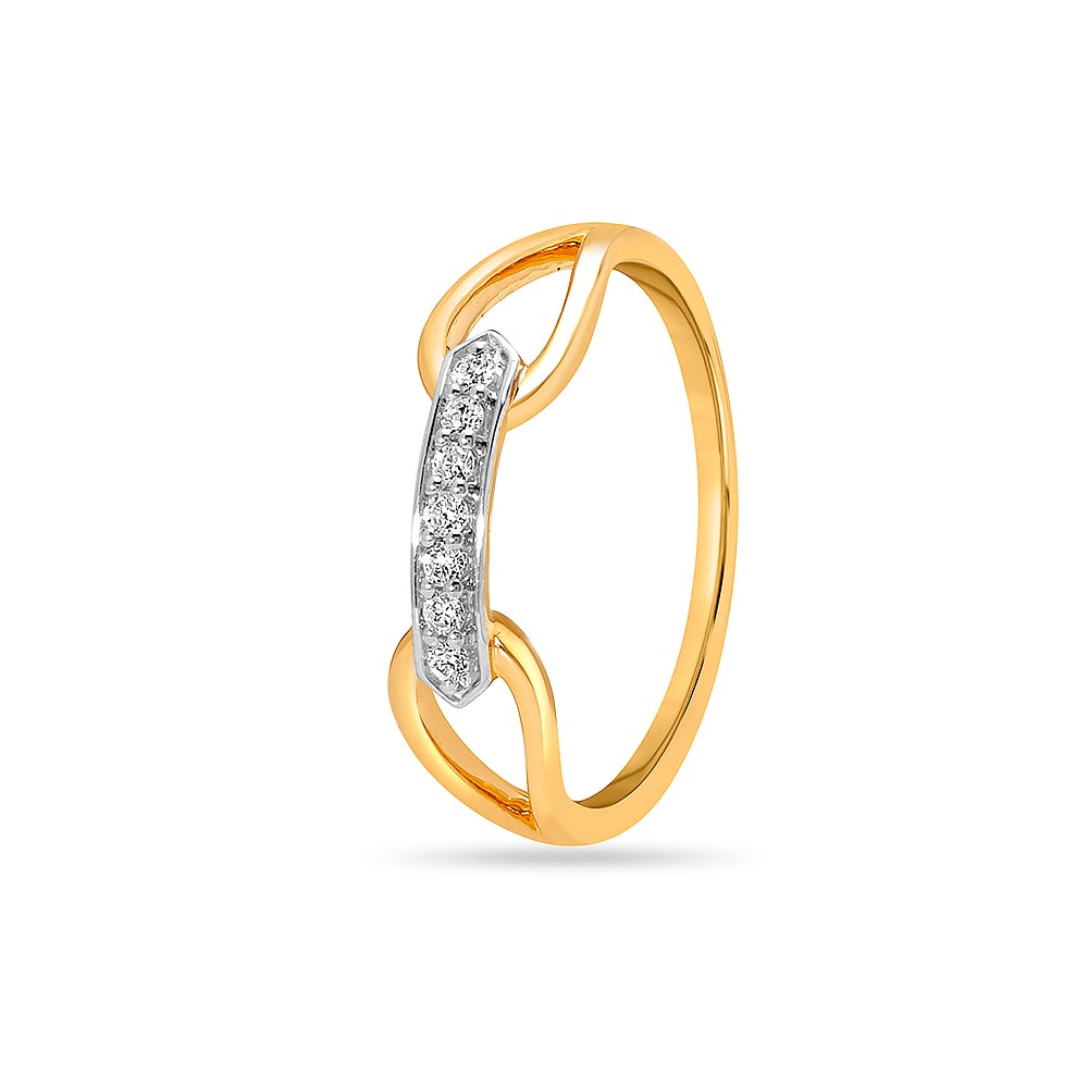 14KT Yellow Gold Linked in Love Diamond Finger Ring,,hi-res image number null