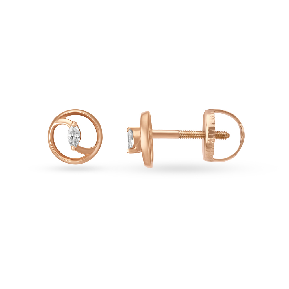 Cute Diamond Stud Earrings in Rose Gold for Kids,,hi-res image number null