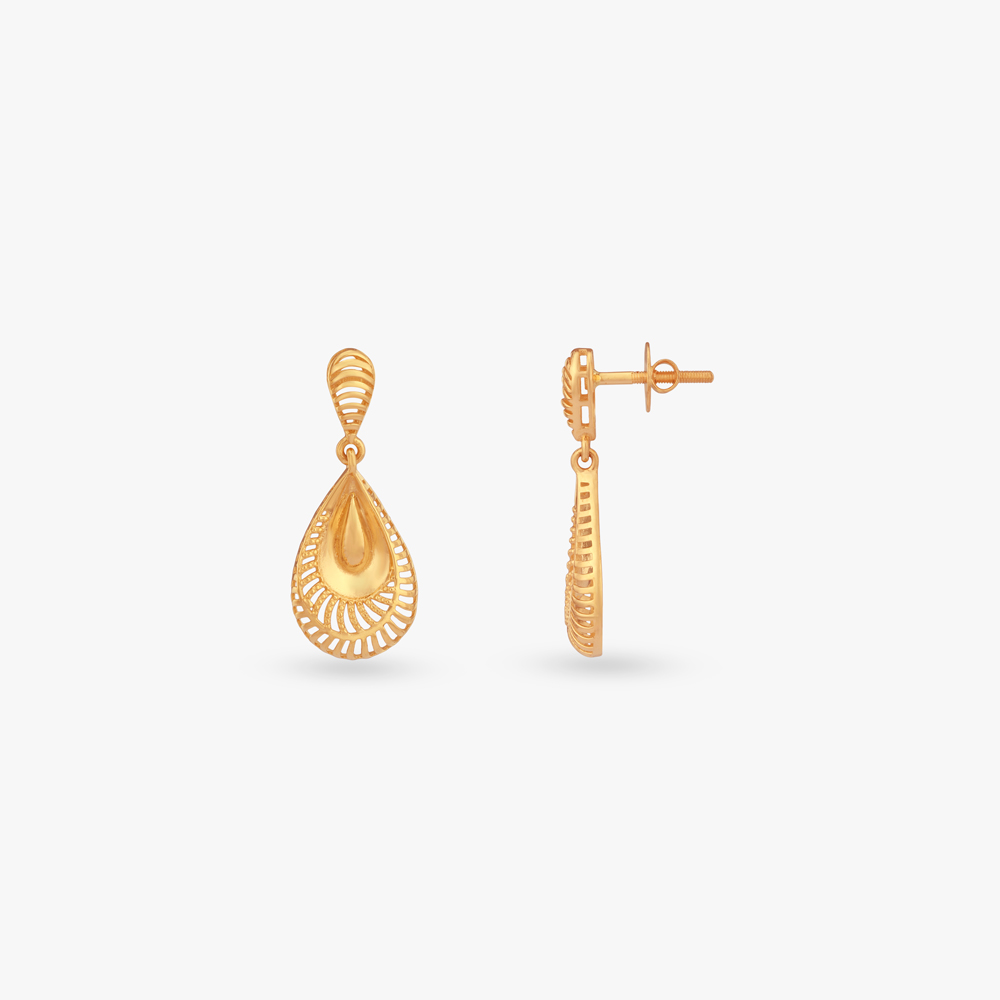 

Sculpted Filigree Gold Drop Earrings