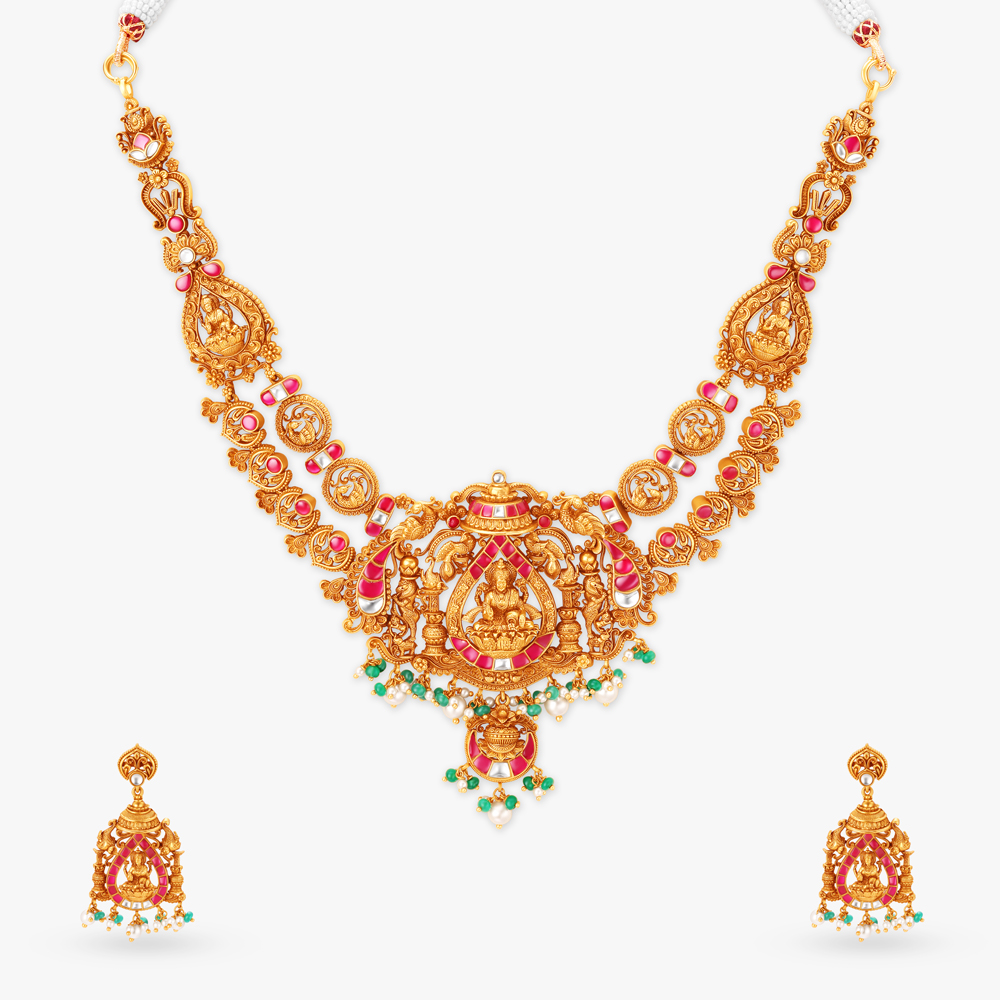 Vara Mahalakshmi Grandeur Gold Necklace Set,,hi-res image number null
