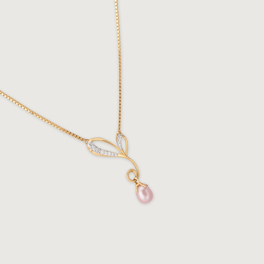Heart Stream 14 Kt Gold & Pearl Necklace,,hi-res image number null