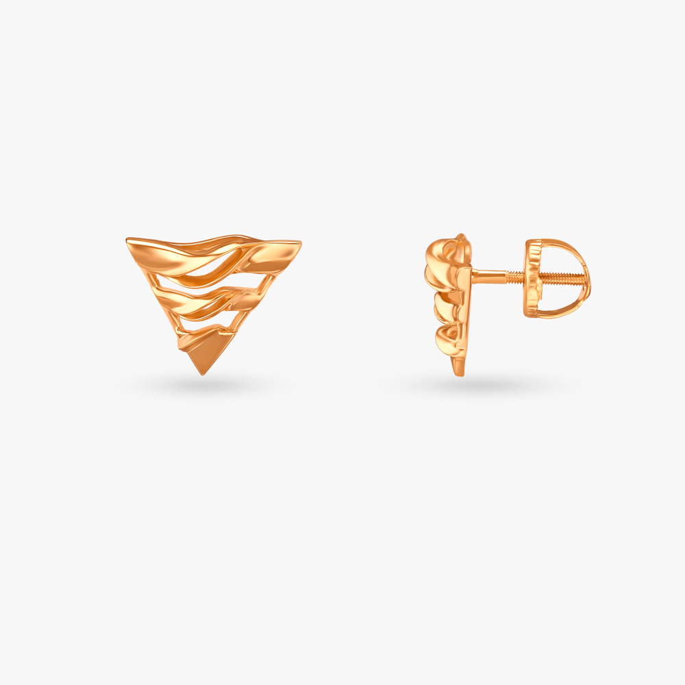 Wavy Apex Gold Stud Earrings,,hi-res image number null
