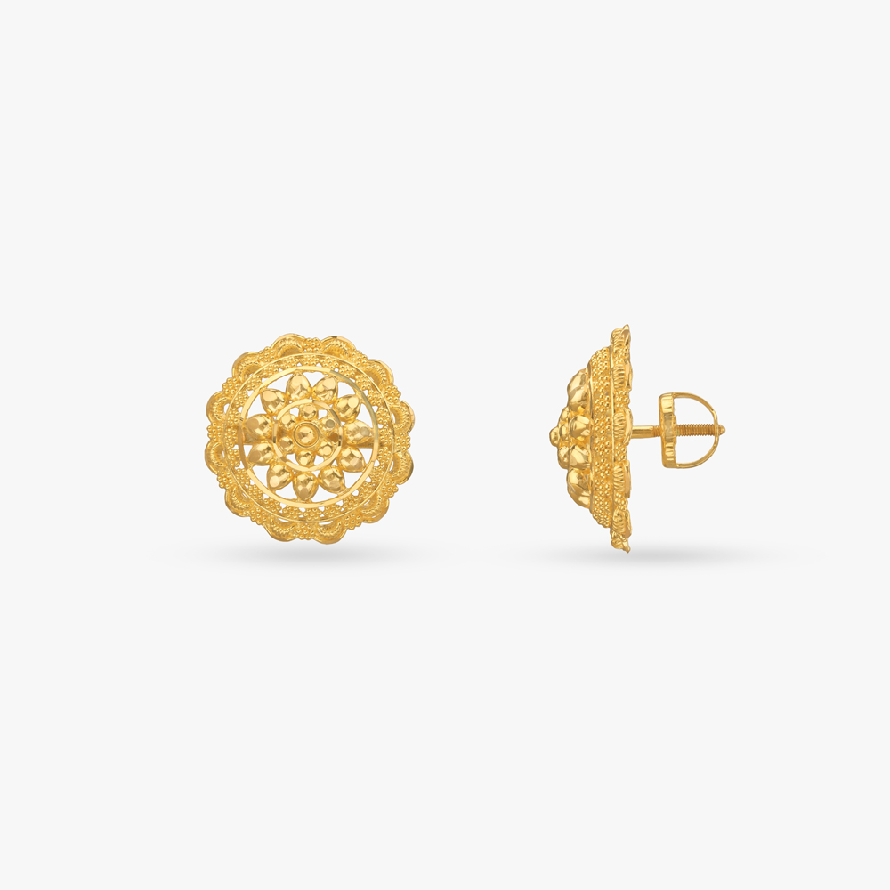

Regal Rosette Gold Stud Earrings
