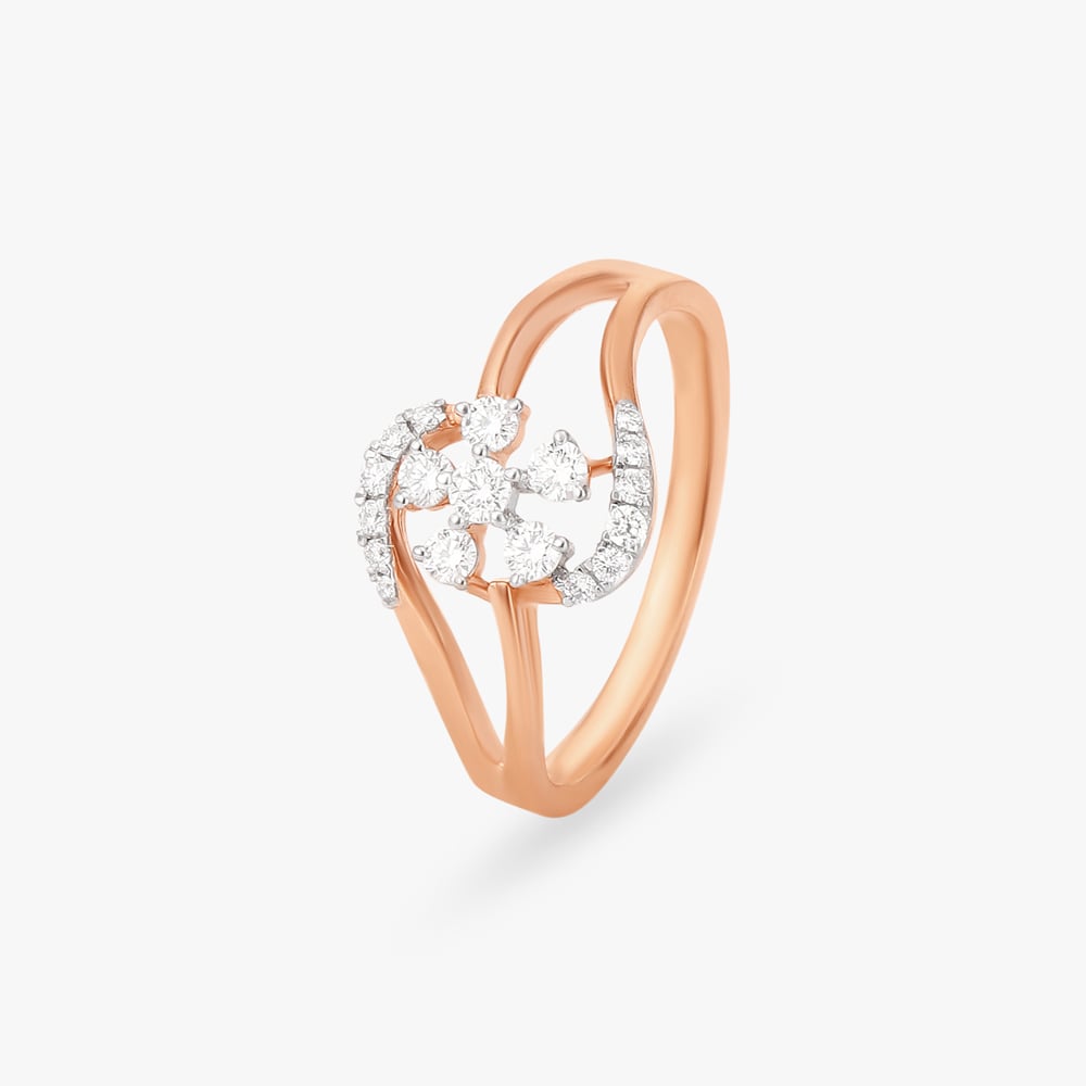 Whimsical Floral Diamond Finger Ring,,hi-res image number null