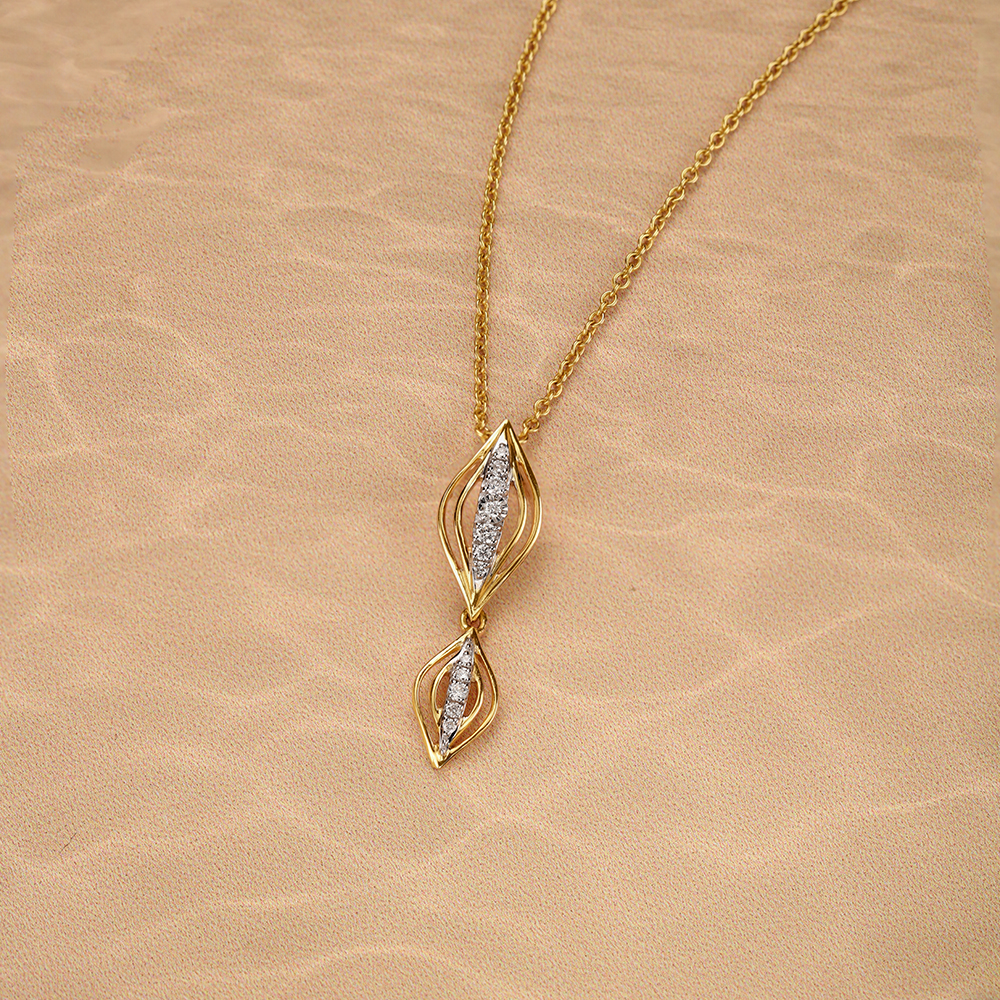 Breezy Elegance 14 Kt Gold & Diamond Pendant,,hi-res image number null
