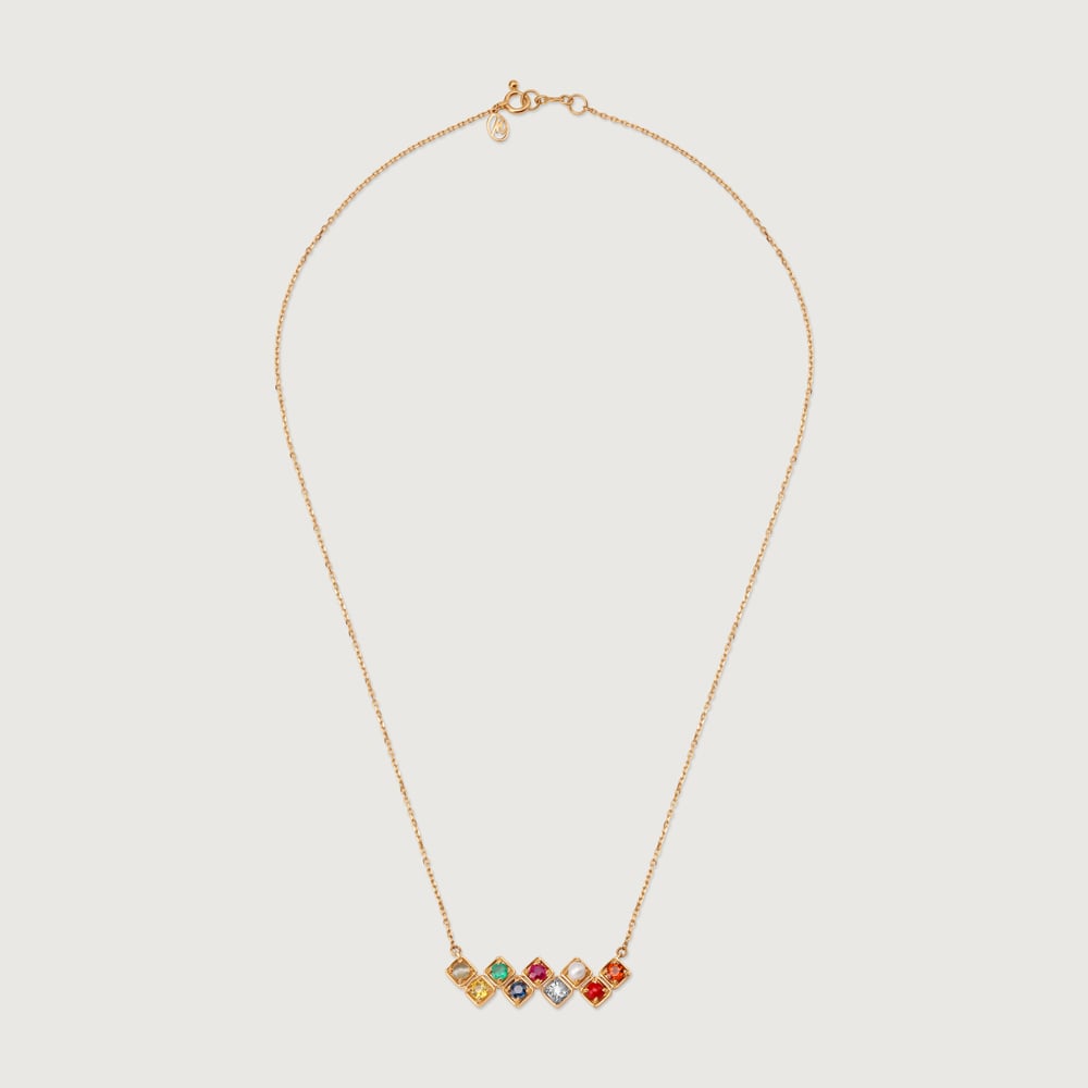 Gemstone Symphony 14KT The Navratna Pendant Chain,,hi-res image number null