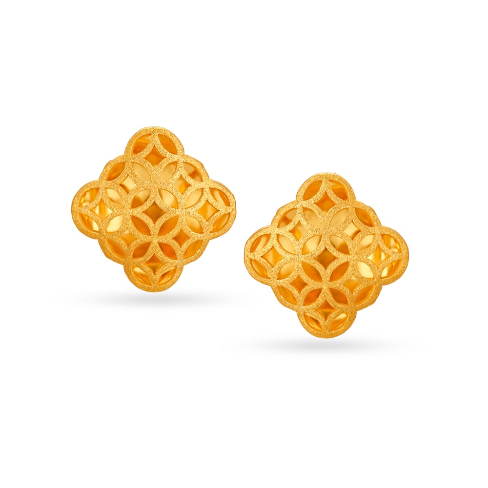 Geometric Gold Pendant and Earrings Set,,hi-res image number null