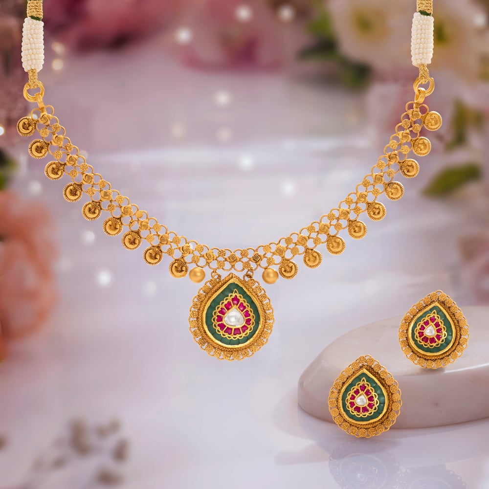 Royal Droplet Gold Necklace set,,hi-res image number null