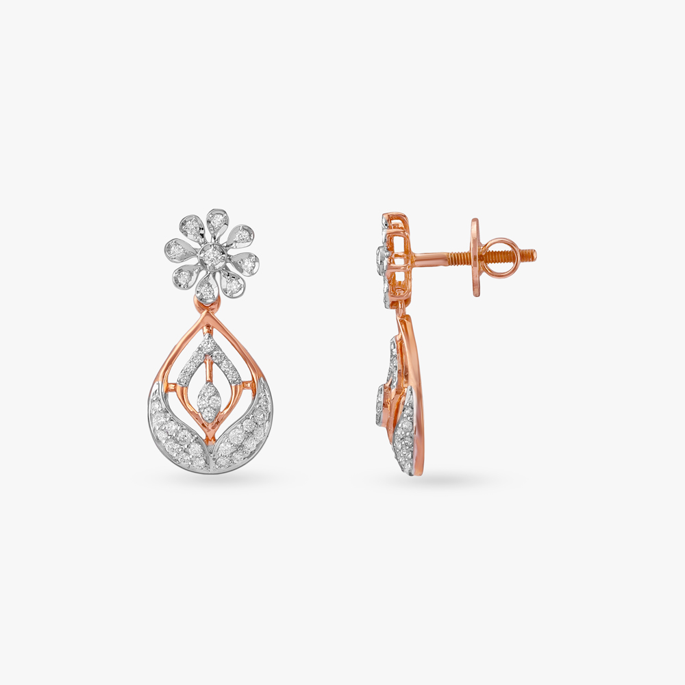 Floral Dewdrop Diamond Drop Earrings,,hi-res image number null