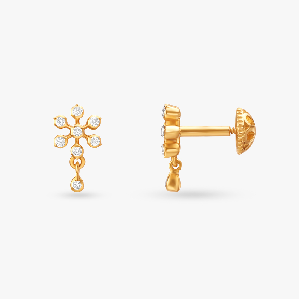 Floral Diamond Drop Earrings,,hi-res image number null