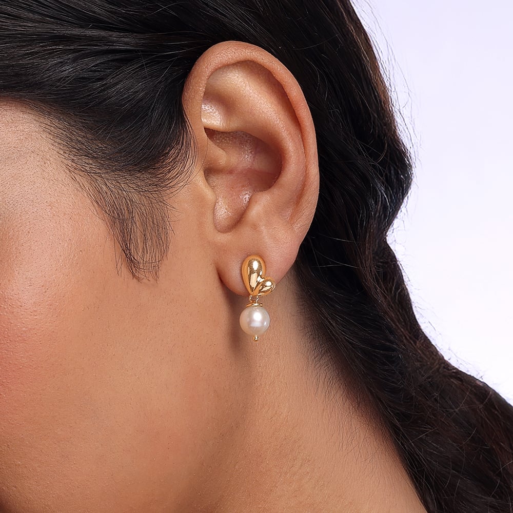 Mystic Love Pearl & Gold Drop Earrings,,hi-res image number null