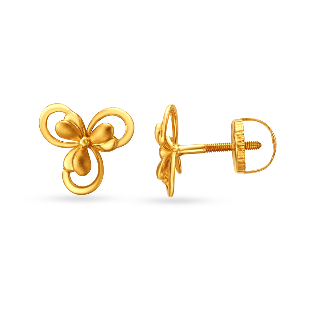 Heavenly Floral Gold Stud Earrings,,hi-res image number null