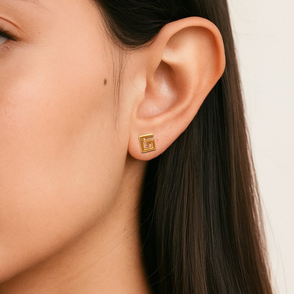 Rhombic Gold Stud Earrings,,hi-res image number null