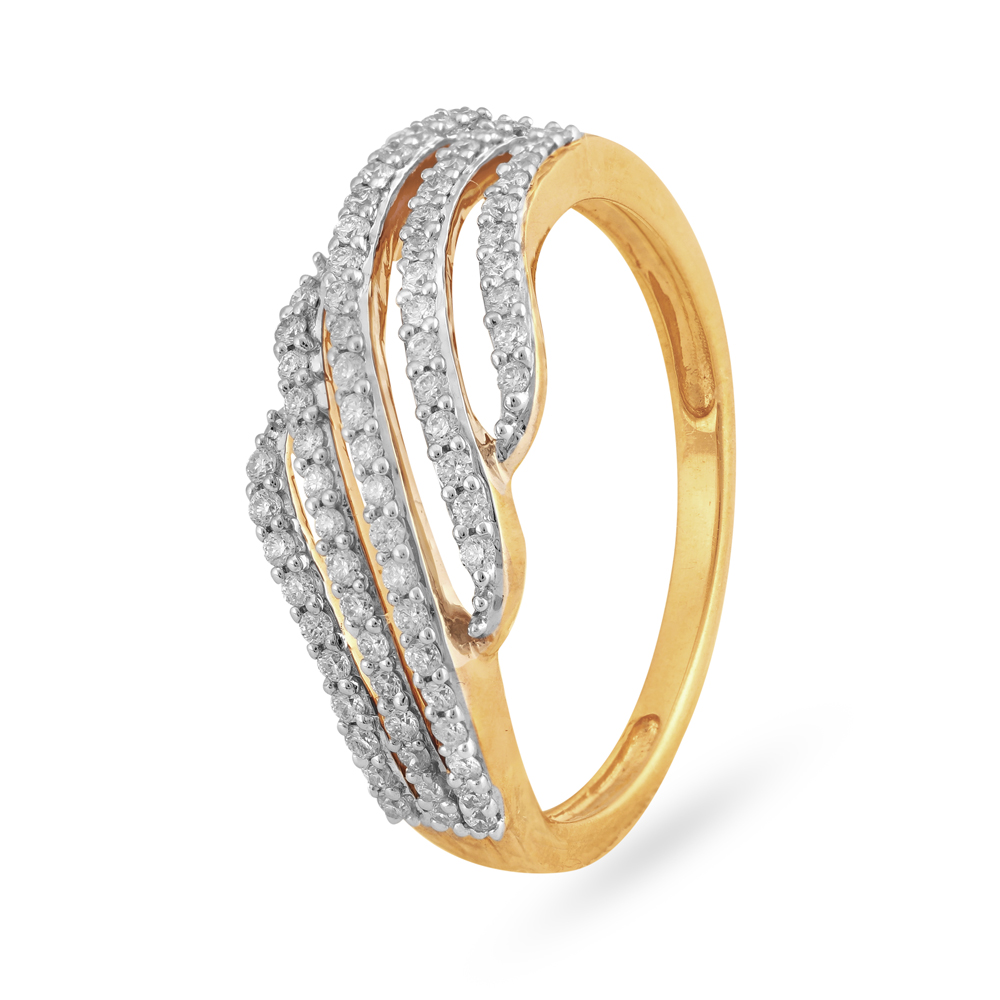 Luxurious 18 Karat Gold And Diamond Square Ring