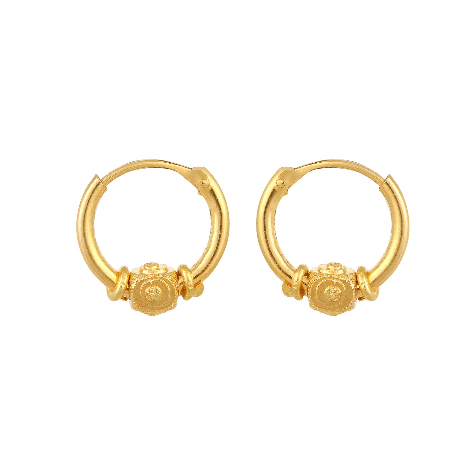 Sublime 18 Karat Yellow Gold Rajkot Bali Style Hoop Earrings