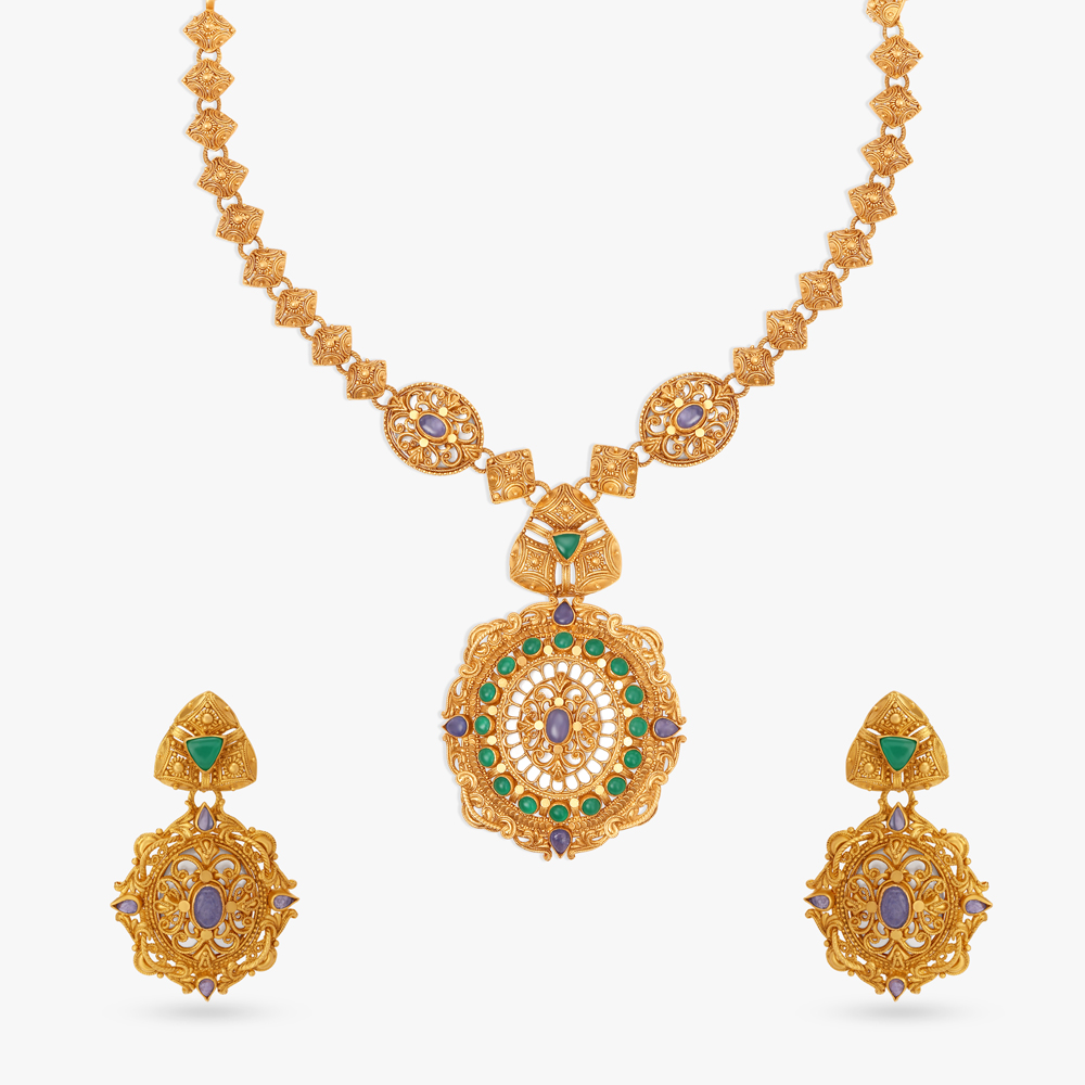 Regal Jaali Work Necklace Set,,hi-res image number null