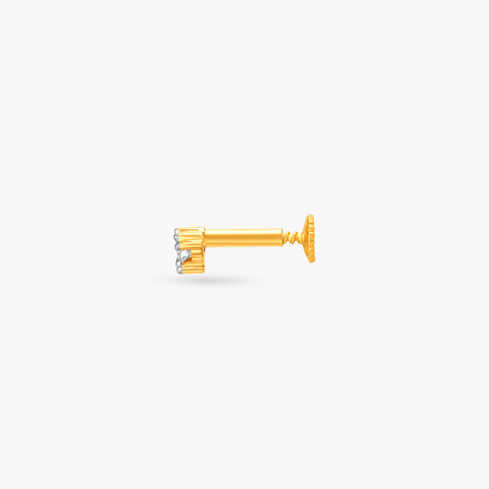 Stately Gold and Diamond Nose Pin,,hi-res image number null