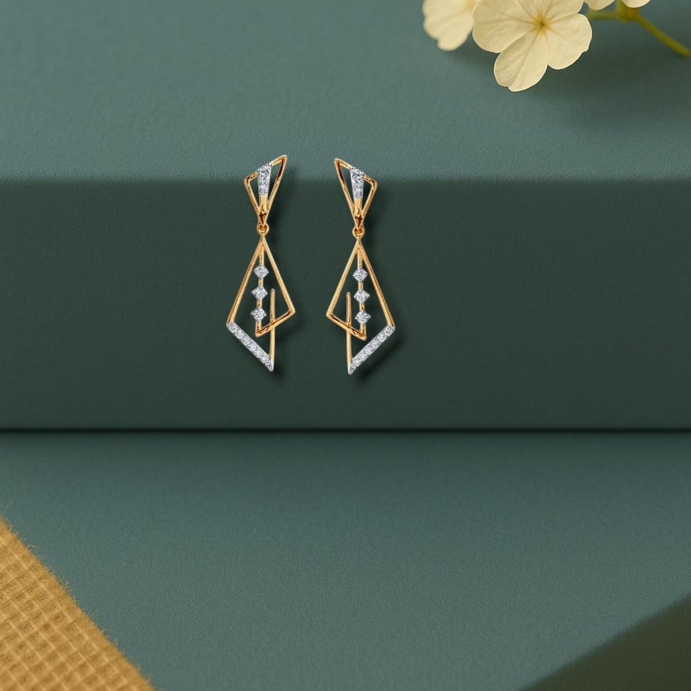 

Angular Trail Diamond Drop Earrings