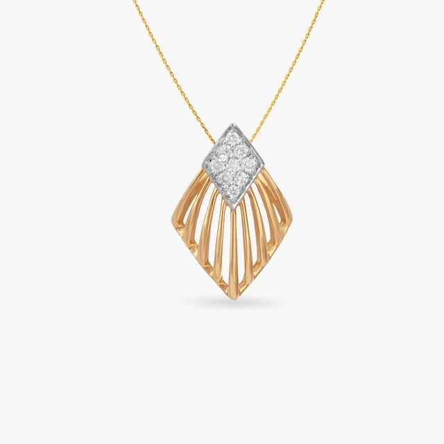Structured Fan Diamond Pendant,,hi-res image number null