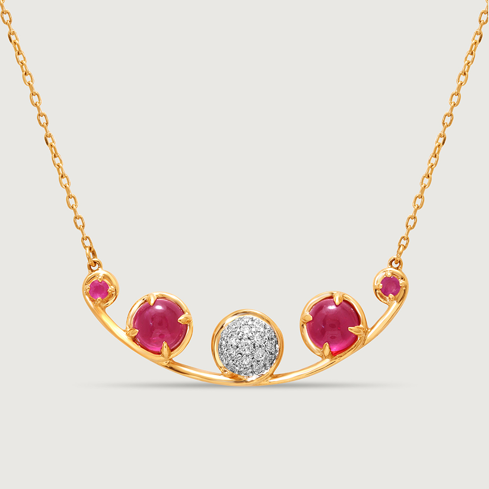 Regal Sparkle 14KT Diamond & Ruby Necklace,,hi-res image number null
